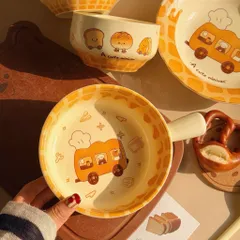 Combo Sét 4 Món Bát Sứ Đĩa Sứ Hình Bánh Mì Dễ Thương, Tô Chén Sứ Phong Cách Hàn Quốc Trang Trí Bàn Ăn, Set Quà Tặng 814387