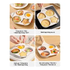 Chảo 4 Ngăn Chống Dính Vân Đá Cao Cấp - Chảo Làm Bánh Ốp La Tạo Hình Tim, Ngôi Sao Tiện Lợi (Dùng Cho Mọi Loại Bếp) 814409