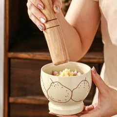 Cối Chày Sứ Kèm Nắp Gỗ 10cm - Cối Giã Tỏi Ớt, Nghiền Thảo Mộc, Gia Vị Phong Cách Hàn Quốc Trang Trí Bếp 814417
