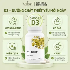 Vitamin D3 Thorne D 5000 IU 60 Viên, Bổ Sung Vitamin D3 125mcg, Hỗ Trợ Xương Cơ & Miễn Dịch, NSF Certified for Sport