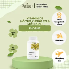 Vitamin D3 Thorne D 5000 IU 60 Viên, Bổ Sung Vitamin D3 125mcg, Hỗ Trợ Xương Cơ & Miễn Dịch, NSF Certified for Sport