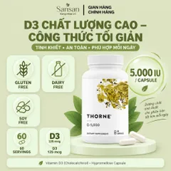Vitamin D3 Thorne D 5000 IU 60 Viên, Bổ Sung Vitamin D3 125mcg, Hỗ Trợ Xương Cơ & Miễn Dịch, NSF Certified for Sport