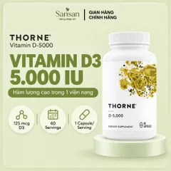 Vitamin D3 Thorne D 5000 IU 60 Viên, Bổ Sung Vitamin D3 125mcg, Hỗ Trợ Xương Cơ & Miễn Dịch, NSF Certified for Sport