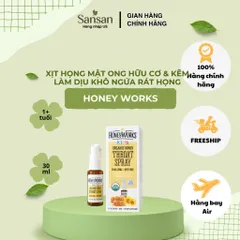 HoneyWorks Kids Xịt Họng Mật Ong Hữu Cơ & Kẽm Cho Bé Từ 12 Tháng, Làm Dịu Khô Ngứa Rát Họng 30ml