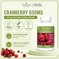Trunature Cranberry 650mg 140 Viên Nam Việt Quất, 36mg cPACs, One Per Day