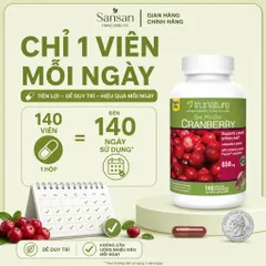 Trunature Cranberry 650mg 140 Viên Nam Việt Quất, 36mg cPACs, One Per Day