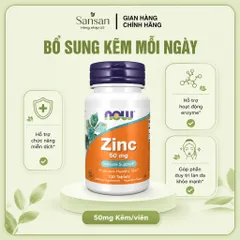 Viên Uống Bổ Sung Kẽm NOW Foods Zinc 50mg 100/ 250 Viên, Kẽm Gluconate