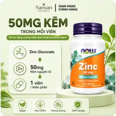 Viên Uống Bổ Sung Kẽm NOW Foods Zinc 50mg 100/ 250 Viên, Kẽm Gluconate