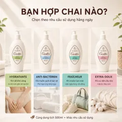 Gel Vệ Sinh Vùng Kín Cavaillès 500ml Chai Bơm 4 Loại Hydratante Fraîcheur Extra-Doux Anti-Bactérien