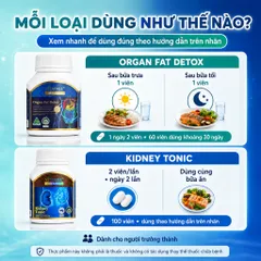 Combo Vitatree Organ Fat Detox 60 viên + Kidney Tonic 100 viên hỗ trợ gan thận & chuyển hóa chất béo