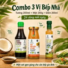 Combo 3 Vị Bếp Nhà SOKFARM Tương 200ml Mật Hoa Dừa 250g Giấm 265ml Organic