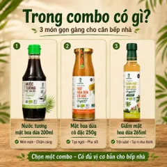 Combo 3 Vị Bếp Nhà SOKFARM Tương 200ml Mật Hoa Dừa 250g Giấm 265ml Organic