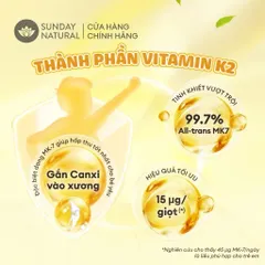 Vitamin D3 K2 MK7 200IU 15mcg Sunday Natural Đức 10ml sản phẩm thuần chay cho bé từ sơ sinh