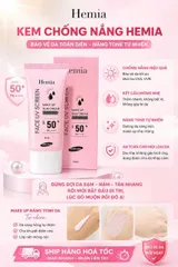 [Chính Hãng] kem chống nắng HEMIA 50ml dưỡng trắng nâng tone SPF50+