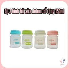 XẢ KHO Bộ 3 bình trữ sữa Jubon cổ rộng 150ml, nhựa PP cao cấp không chứa BPA an toàn bé cho bé