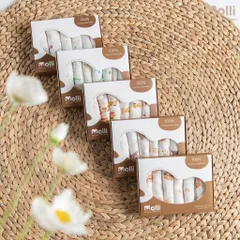 Hộp 6 khăn sữa sợi tre Premium bamboo Molli Kích thước 30x30cm mềm mịn, an toàn cho bé