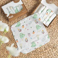 Hộp 6 khăn sữa sợi tre Premium bamboo Molli Kích thước 30x30cm mềm mịn, an toàn cho bé