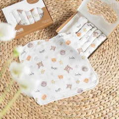 Hộp 6 khăn sữa sợi tre Premium bamboo Molli Kích thước 30x30cm mềm mịn, an toàn cho bé