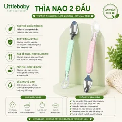 Thìa nạo 2 đầu hoa quả silicon và inox cho bé ăn dặm kèm hộp đựng