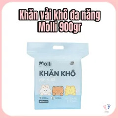 Khăn vải khô Molli 900gr cho bé sơ sinh mềm mịn, dai, dùng khô hoặc ướt