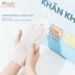 Khăn vải khô Molli 900gr cho bé sơ sinh mềm mịn, dai, dùng khô hoặc ướt