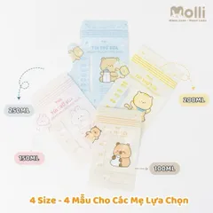 Túi Trữ Sữa Mẹ Molli 30 Túi/Hộp 150ml 200ml 250ml – Túi Trữ Sữa Khoá Zip Đôi Chống Tràn, Bảo Quản Sữa Mẹ