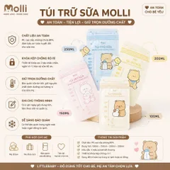 Túi Trữ Sữa Mẹ Molli 30 Túi/Hộp 150ml 200ml 250ml – Túi Trữ Sữa Khoá Zip Đôi Chống Tràn, Bảo Quản Sữa Mẹ