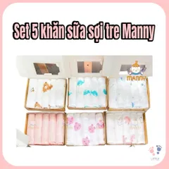 Set 5 khăn sợi tre lụa 100% cao cấp Manny
