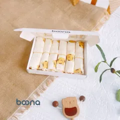 Khăn sữa Muslin Boona - Hộp 6 khăn xô sữa muslin 2 lớp cao cấp mềm mịn cho làn da bé