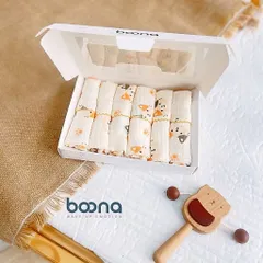 Khăn sữa Muslin Boona - Hộp 6 khăn xô sữa muslin 2 lớp cao cấp mềm mịn cho làn da bé