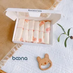 Khăn sữa Muslin Boona - Hộp 6 khăn xô sữa muslin 2 lớp cao cấp mềm mịn cho làn da bé
