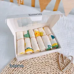Khăn sữa Muslin Boona - Hộp 6 khăn xô sữa muslin 2 lớp cao cấp mềm mịn cho làn da bé