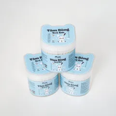 Tăm bông thân giấy trẻ em Molli 600PCS/Hộp - An toàn, mềm mịn, lành tính cho bé yêu