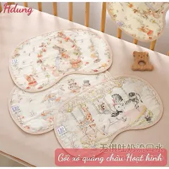 Gối lót đầu vải xô Muslin hoạ tiết hoạt hình cực xinh cho bé