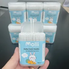 Tăm Bông Molli Cho Bé – Tăm Bông Sơ Sinh Thân Giấy Mềm Mịn An Toàn