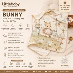 Chăn xô muslin trần bông BUNNY hoạ tiết cổ tích cho bé yêu KT 100*110cm