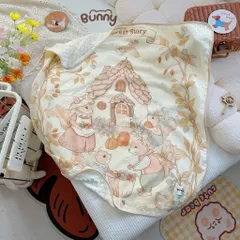 Chăn xô muslin trần bông BUNNY hoạ tiết cổ tích cho bé yêu KT 100*110cm