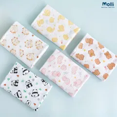 Khăn Xô Muslin Đa Năng Molli 2 Lớp Kích Thước 100x100cm hoạ tiết dễ thương cho bé
