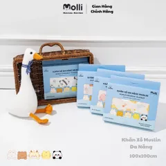 Khăn Xô Muslin Đa Năng Molli 2 Lớp Kích Thước 100x100cm hoạ tiết dễ thương cho bé