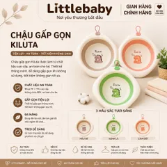 Chậu gấp gọn kiluta có móc treo tiện lợi in hình gấu thỏ, khủng long, hổ  cho bé