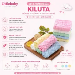XẢ KHO Set 5 khăn mặt màu Kiluta - Chất liệu mềm mại - An toàn sử dụng cho bé - Khăn đa năng, vừa làm khăn vừa làm yếm