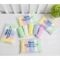 XẢ KHO Set 5 khăn mặt màu Kiluta - Chất liệu mềm mại - An toàn sử dụng cho bé - Khăn đa năng, vừa làm khăn vừa làm yếm
