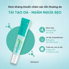 Kem DIZIGONE Nano Bạc - Kem kháng khuẩn, lành thương, tái tạo da, ngăn ngừa sẹo 25g