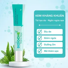 Kem DIZIGONE Nano Bạc - Kem kháng khuẩn, lành thương, tái tạo da, ngăn ngừa sẹo 25g