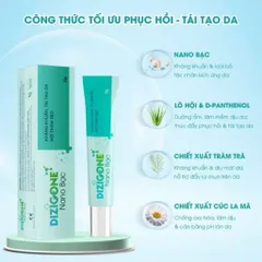 Kem DIZIGONE Nano Bạc - Kem kháng khuẩn, lành thương, tái tạo da, ngăn ngừa sẹo 25g