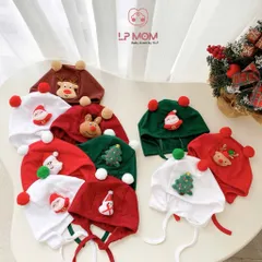 Set mũ và yếm quàng cổ Giáng Sinh Noel cho bé xinh yêu - Họa tiết tuần lộc, ông già, cây thông