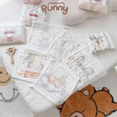 Set Khăn Sữa Cotton Cho Bé Bunny 5 Chiếc – Khăn Xô Mềm Mịn, Thấm Hút Tốt Cho Trẻ Sơ Sinh