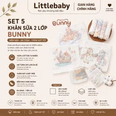 Set Khăn Sữa Cotton Cho Bé Bunny 5 Chiếc – Khăn Xô Mềm Mịn, Thấm Hút Tốt Cho Trẻ Sơ Sinh