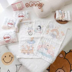Set Khăn Sữa Cotton Cho Bé Bunny 5 Chiếc – Khăn Xô Mềm Mịn, Thấm Hút Tốt Cho Trẻ Sơ Sinh