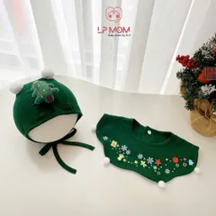Set mũ và yếm quàng cổ Giáng Sinh Noel cho bé xinh yêu - Họa tiết tuần lộc, ông già, cây thông